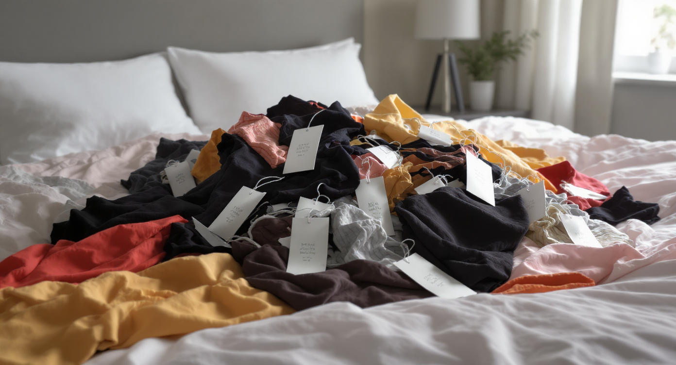 clothing with labels