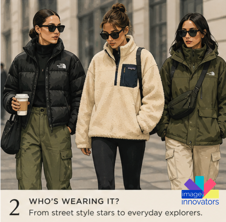 stylish people wearing gorpcore clothing