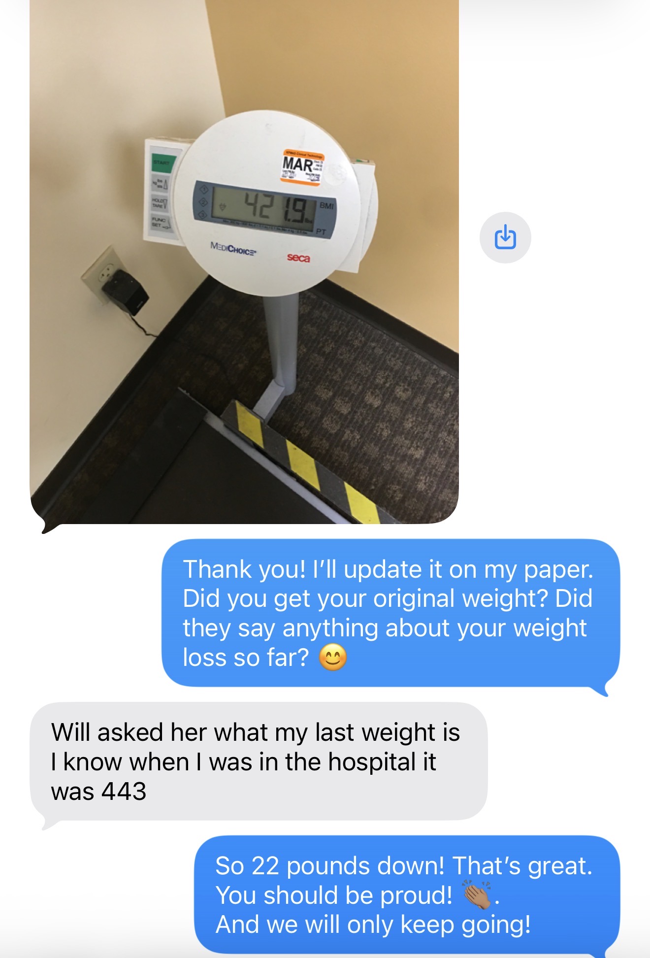 Client reporting 4.8 pounds lost