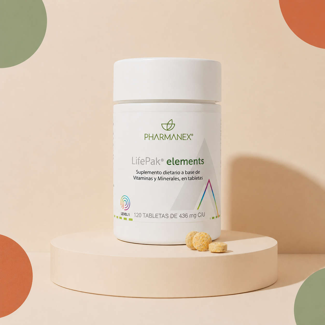 Envase de LifePak Elements, multivitamínico en tabletas
