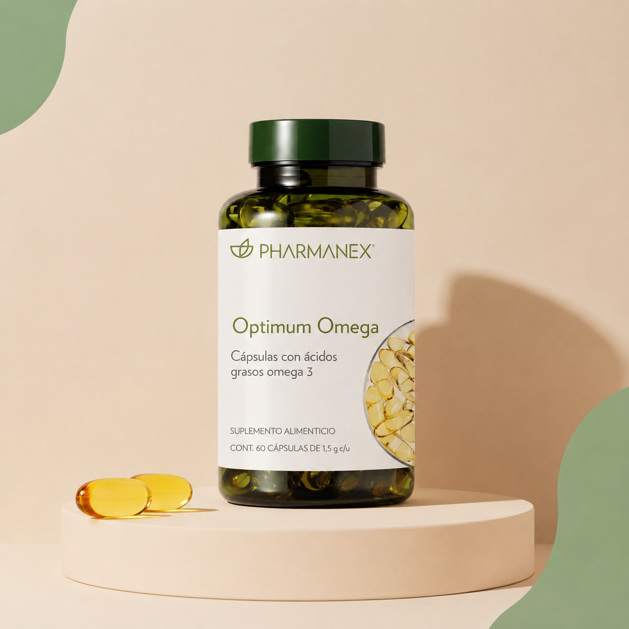 Envase de Optimum Omega, cápsulas de aceite de pescado