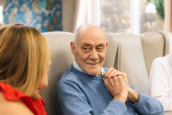 Family visiting a resident at Oaklands