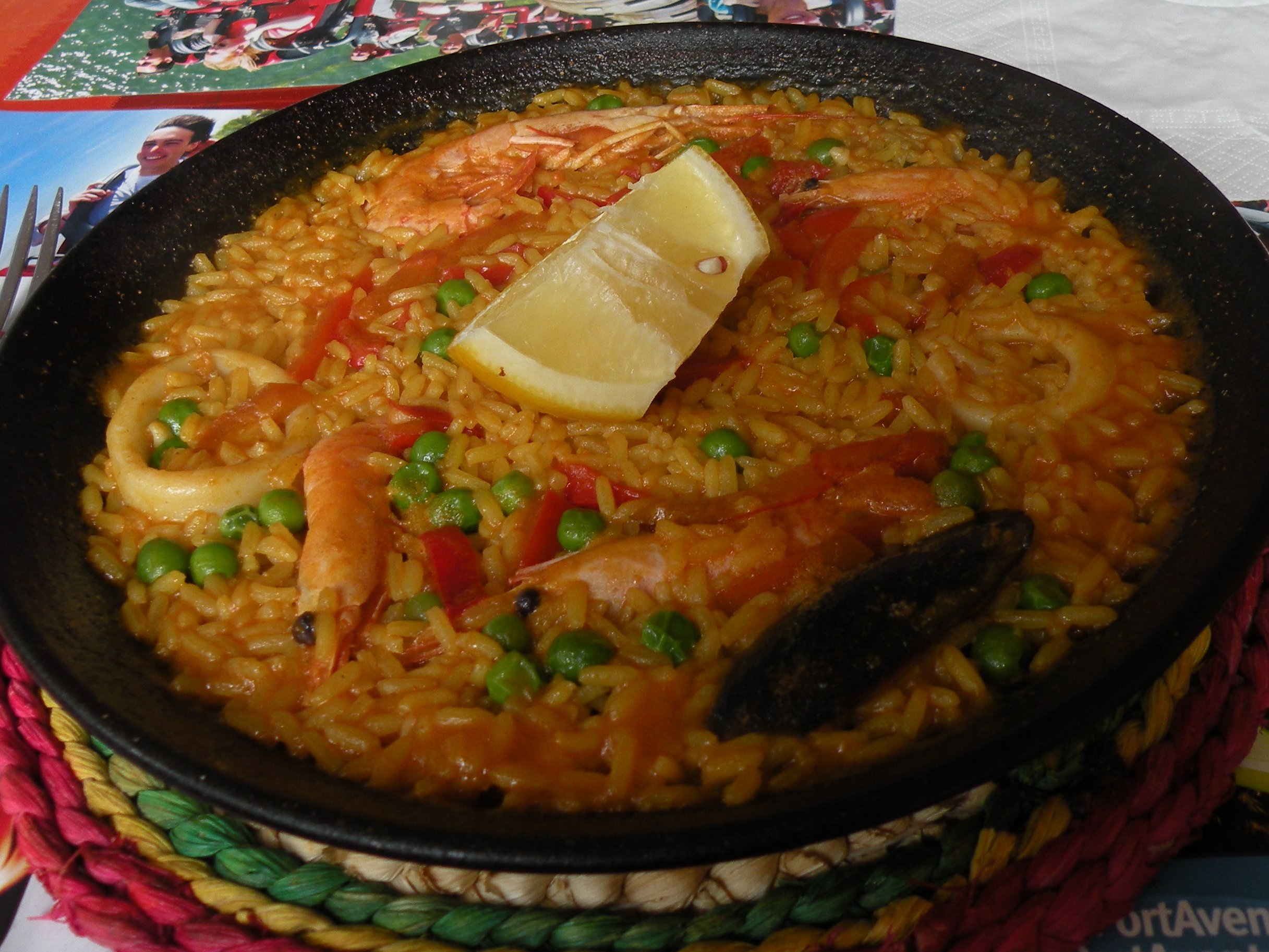 A plate of paella served in Barcelona A plate of paella served in Barcelona