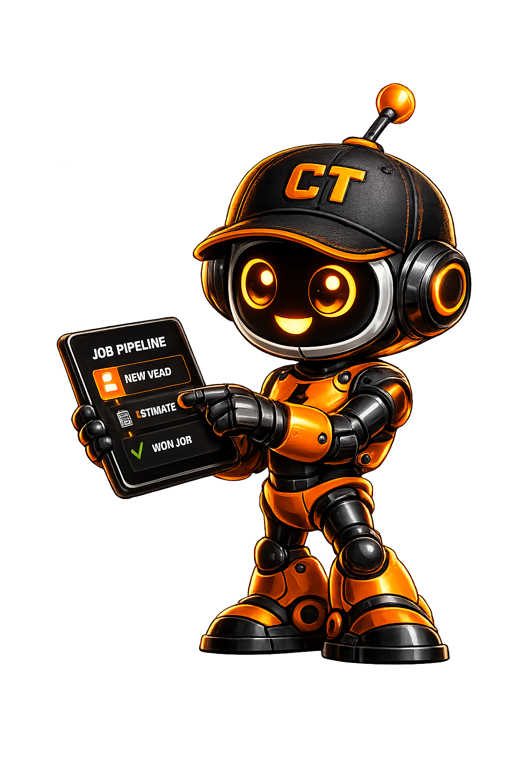 Conduit Trades chatbot mascot with tablet