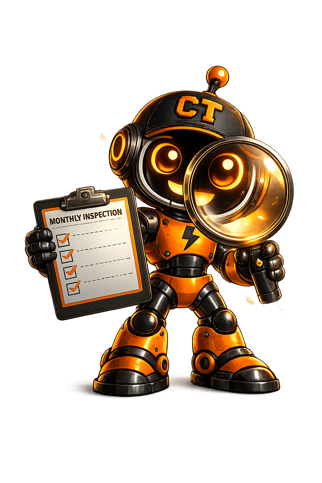 Conduit Trades chatbot mascot with magnifying glass