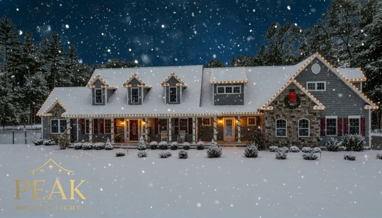 Snowy estate Christmas light design visualization
