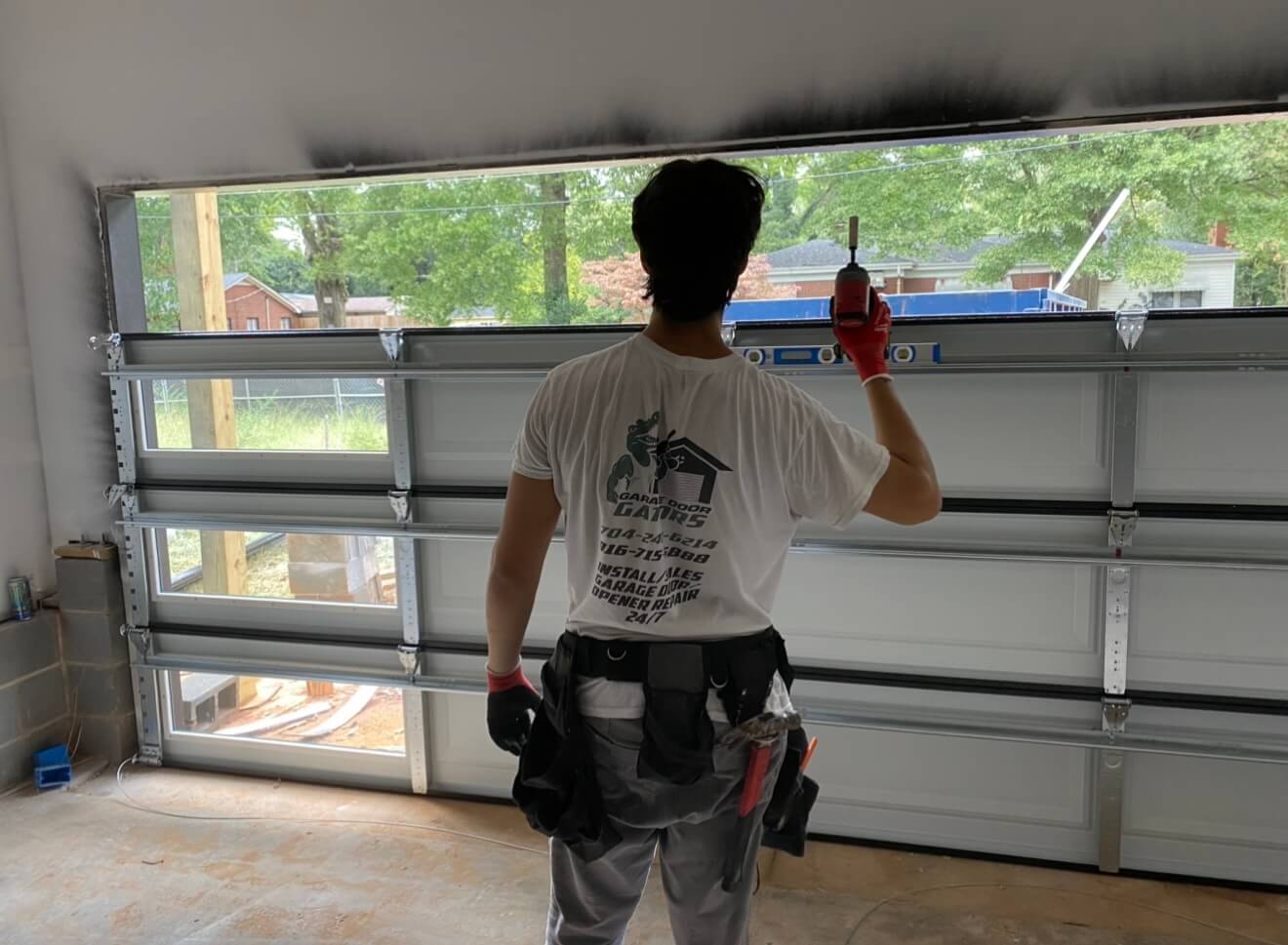 Residential steel garage door installation in Mint Hill NC