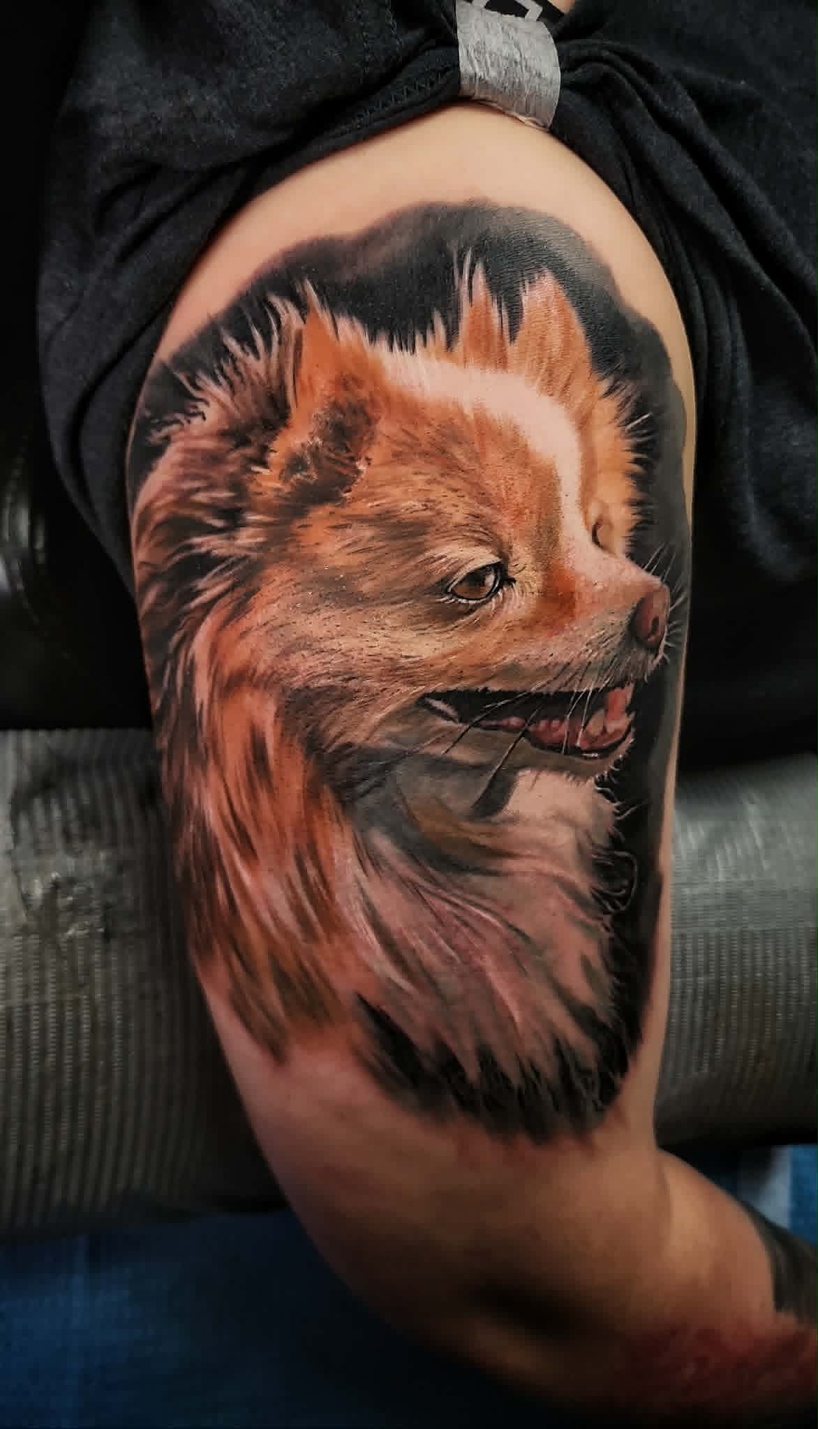 Color dog portrait tattoo