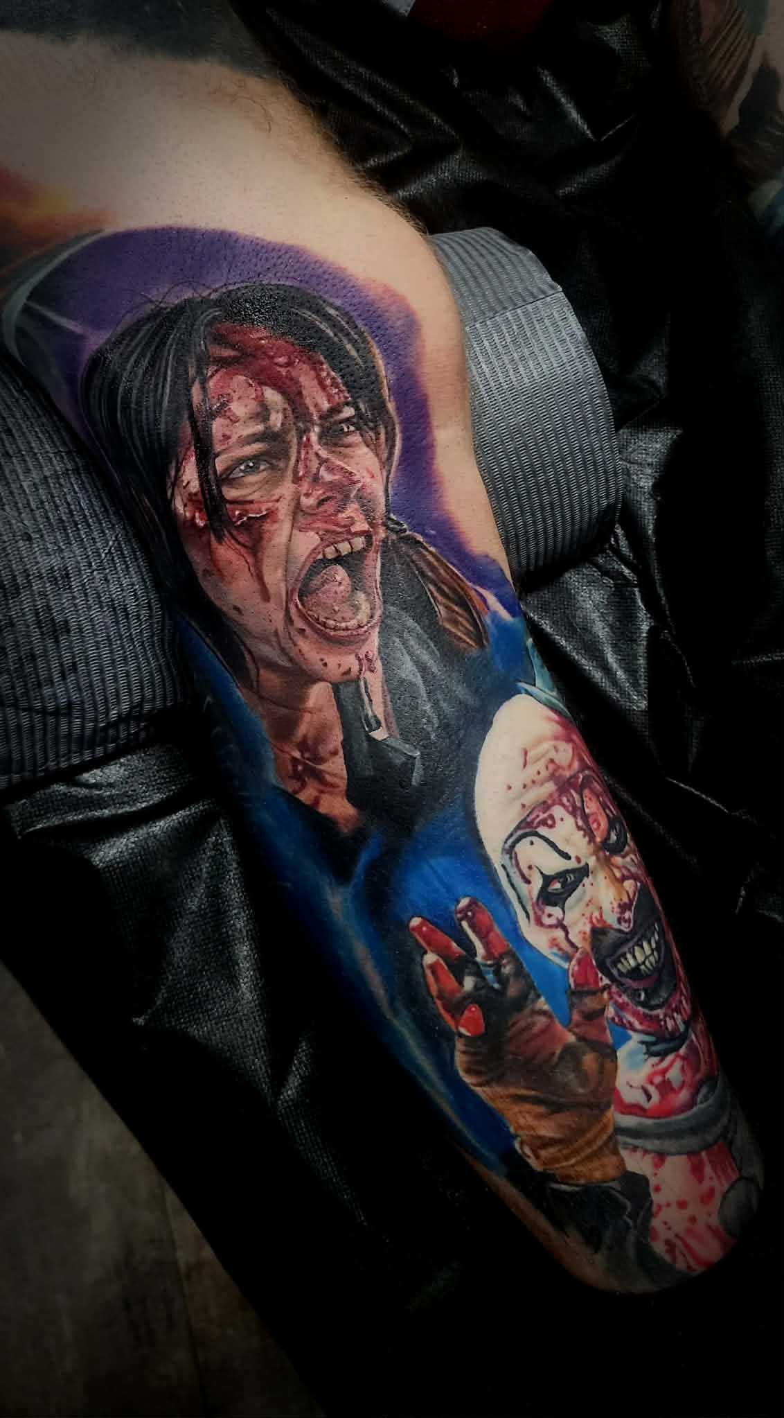Color horror film portrait tattoo