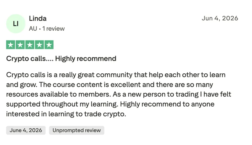 Trustpilot review from Linda: highly recommends the community and course content