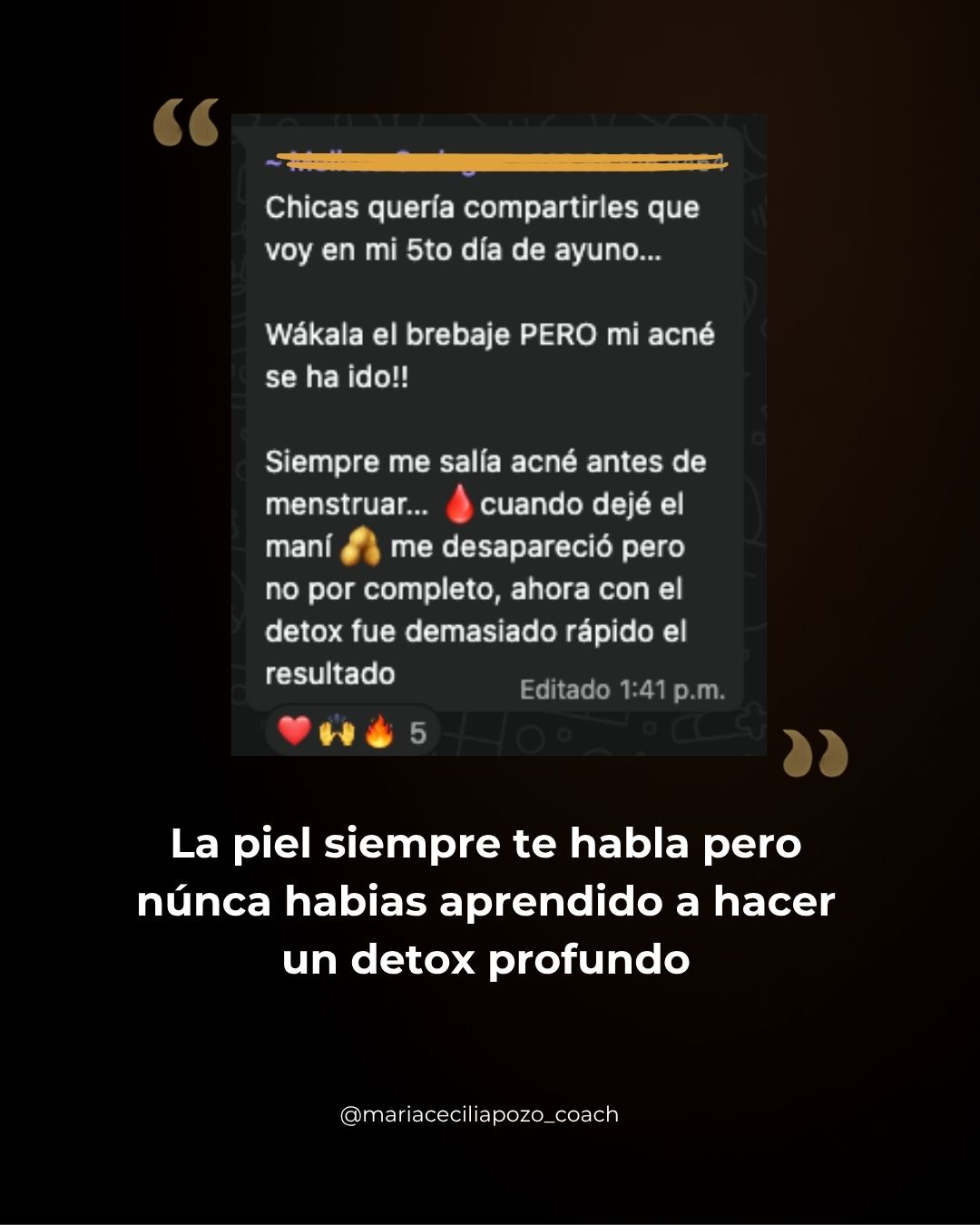 Mensaje de una mujer en proceso