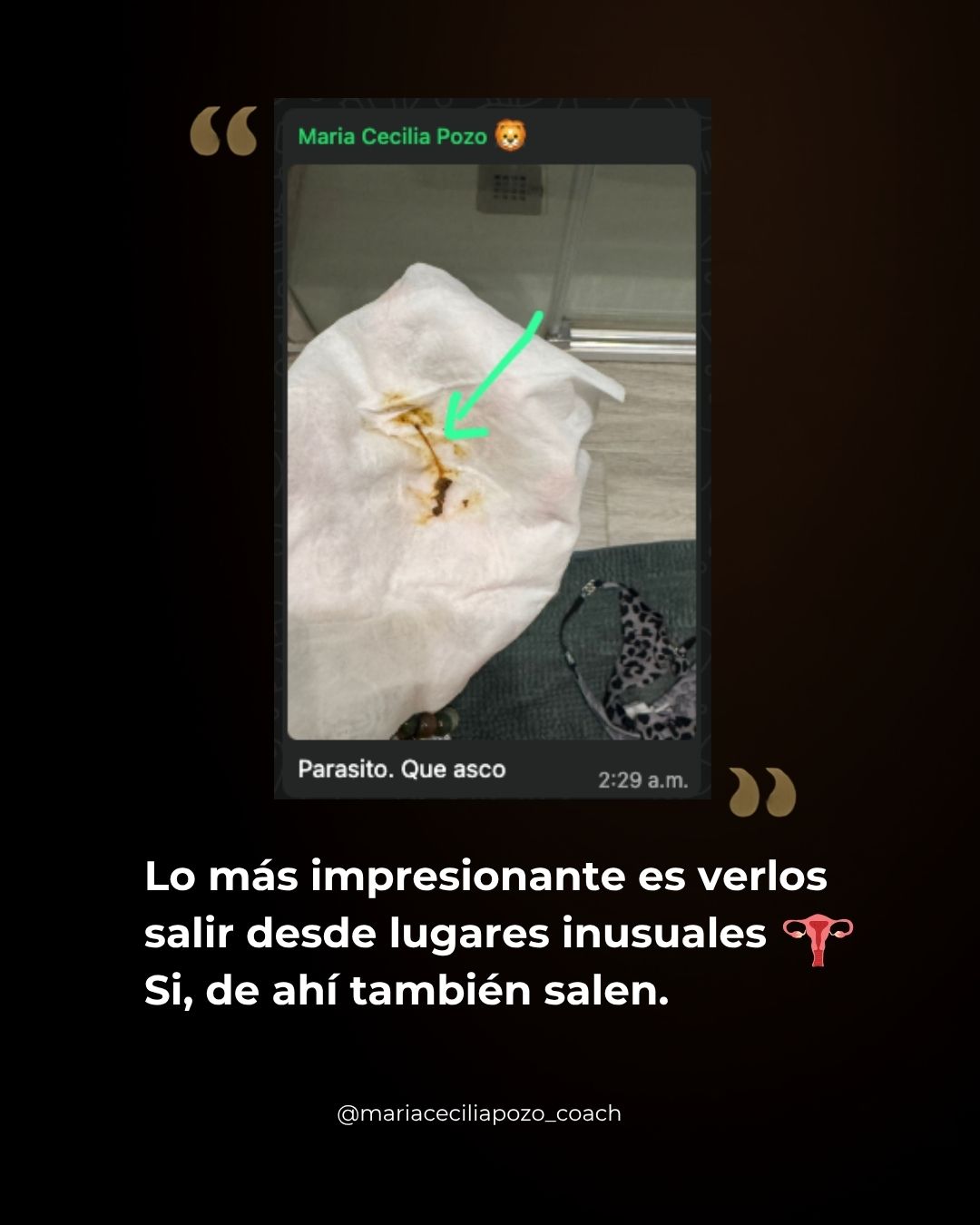 Mensaje de una mujer en proceso