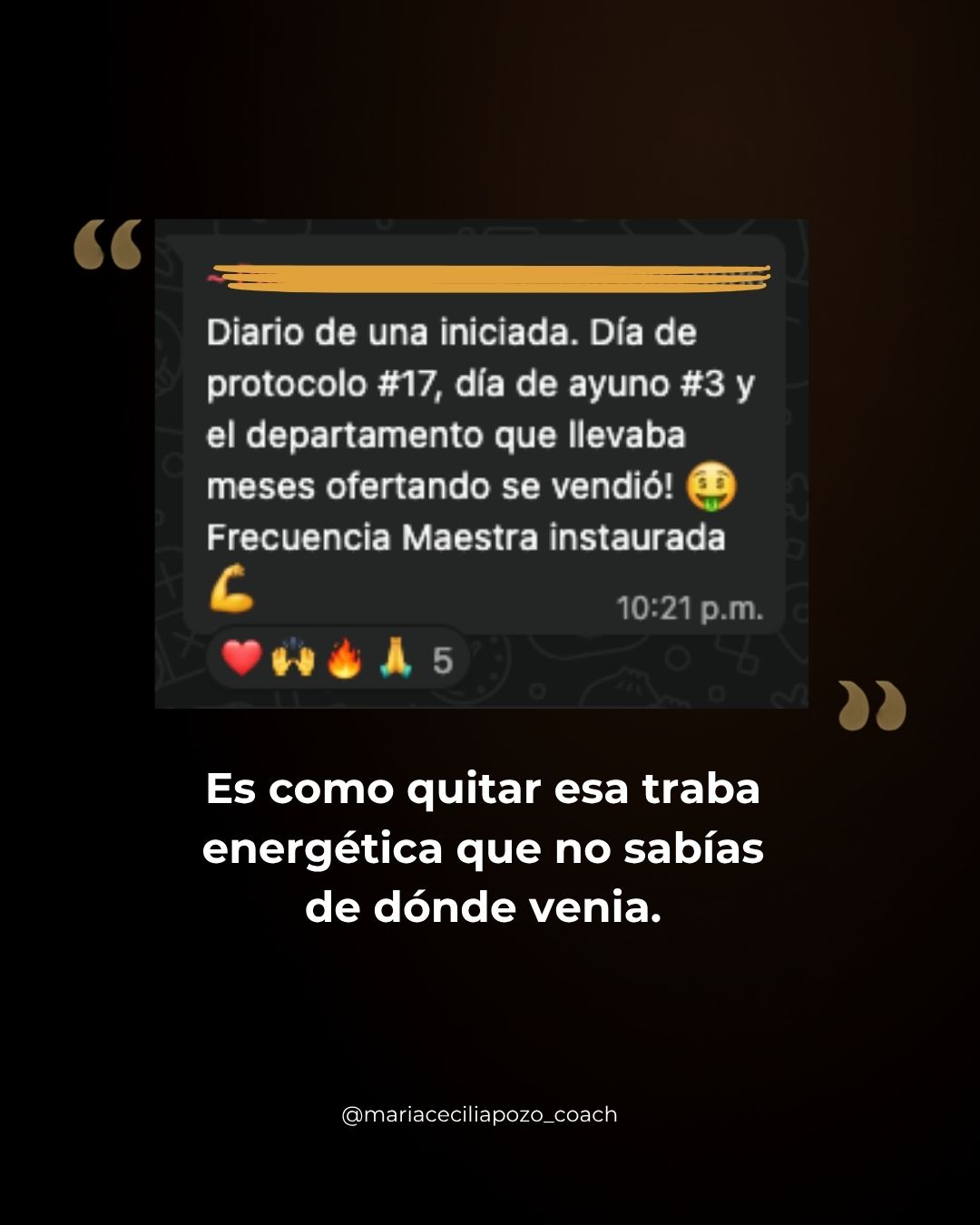 Mensaje de una mujer en proceso