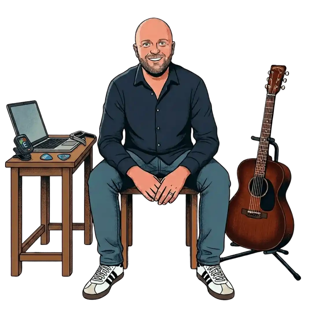 Akustikgitarre Detailaufnahme Holz und Saiten