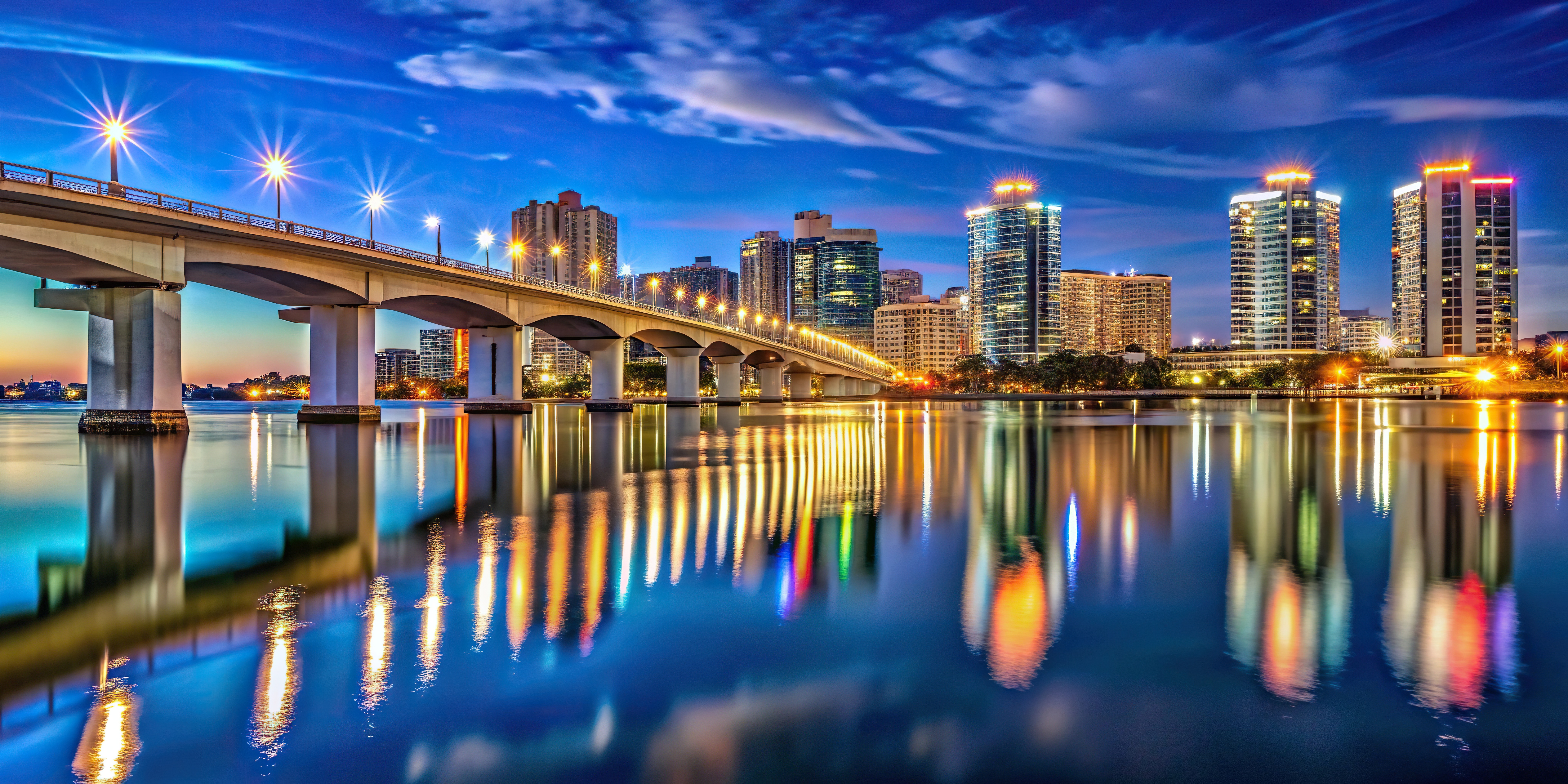 Sarasota downtown bridge at twilight