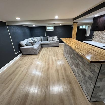 Completed basement remodel in Louisville, KY
