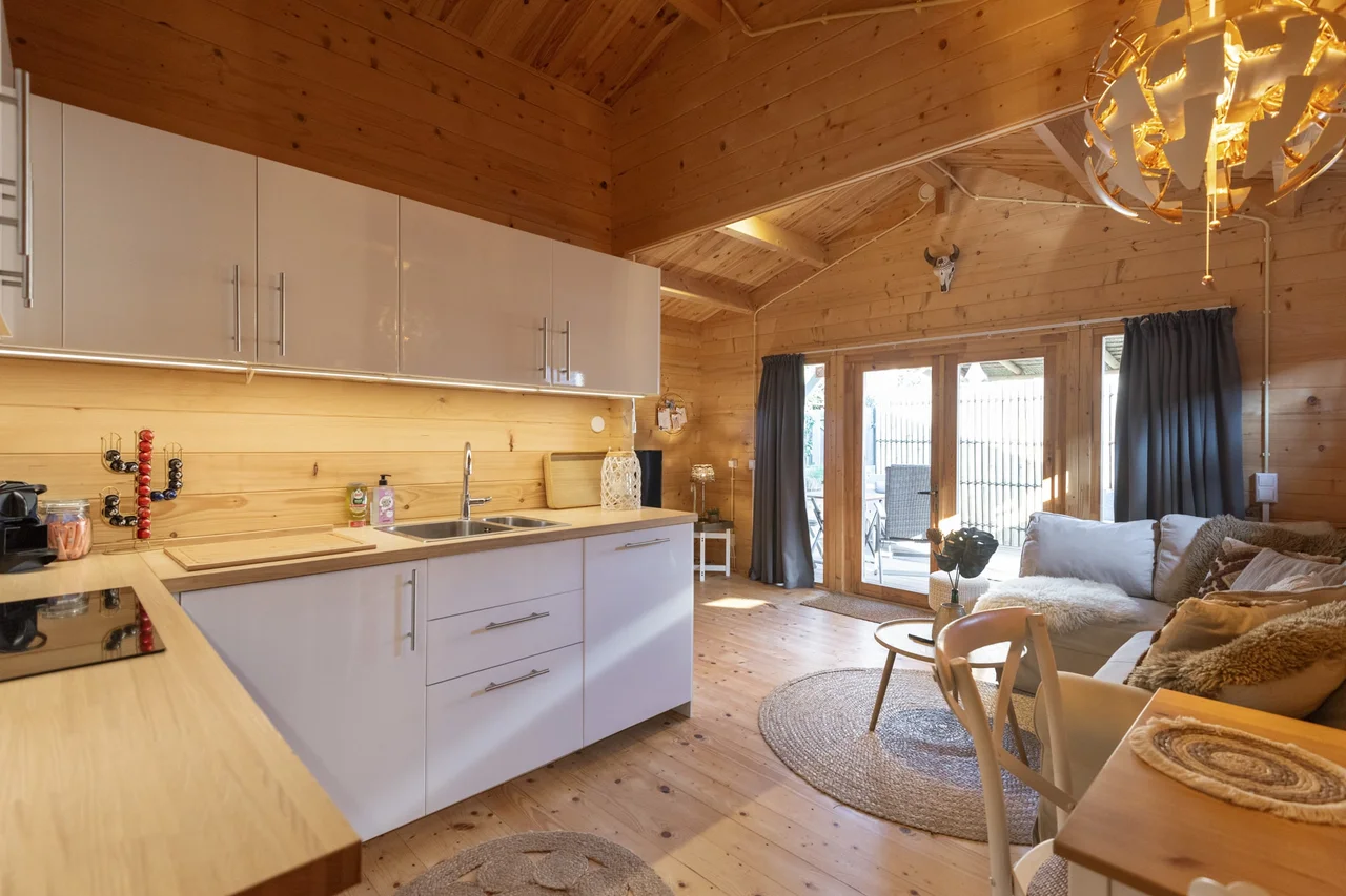 Kitchen and sofa at The Sea Lodge