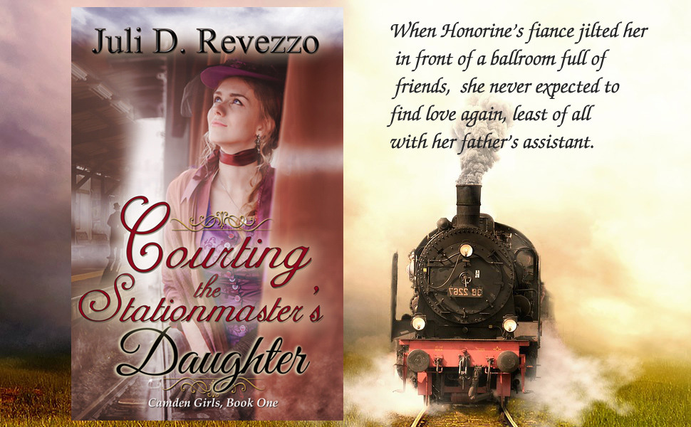Courting the Stationmaster, train banner, Juli D. Revezzo, sweet romance, Victorian romance, available direct from the author