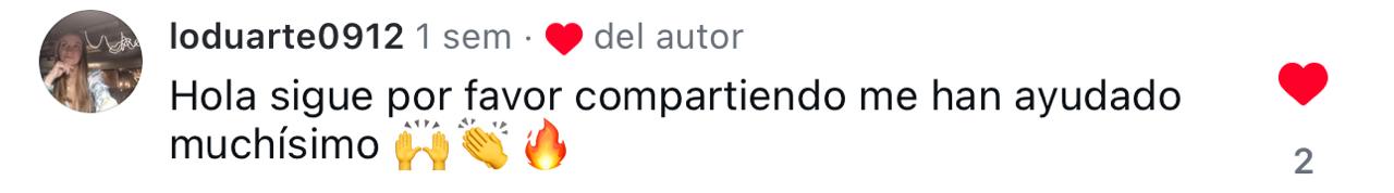 Mensaje de una alumna de NatFit en Instagram