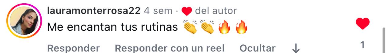 Mensaje de una alumna de NatFit en Instagram