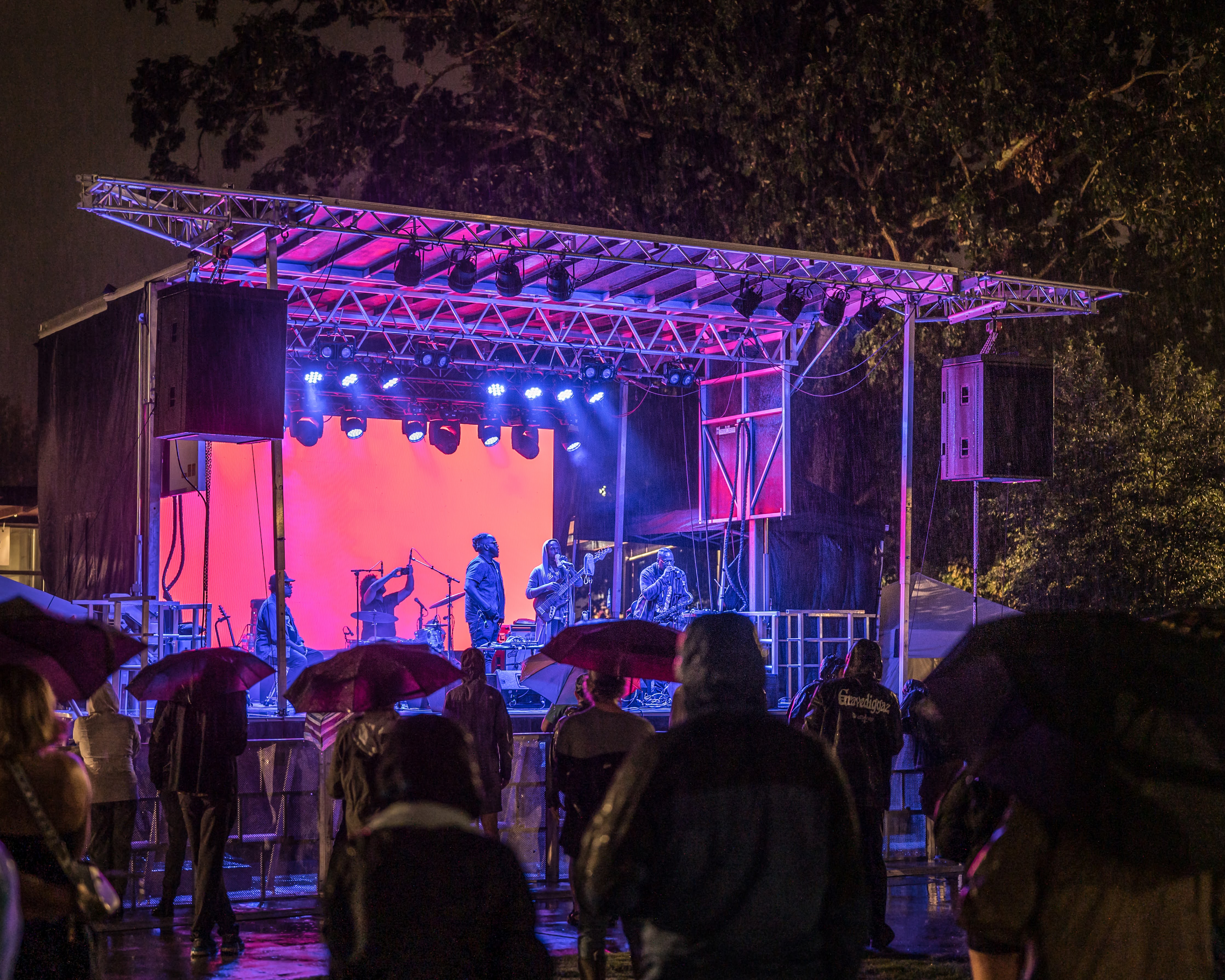 Outdoor concert in the rain