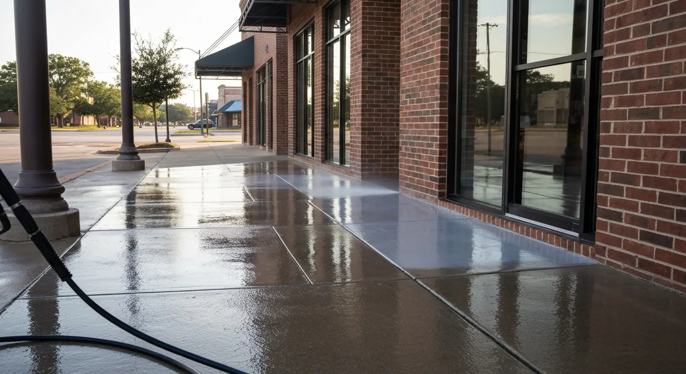 Sidewalk and entry pressure washing