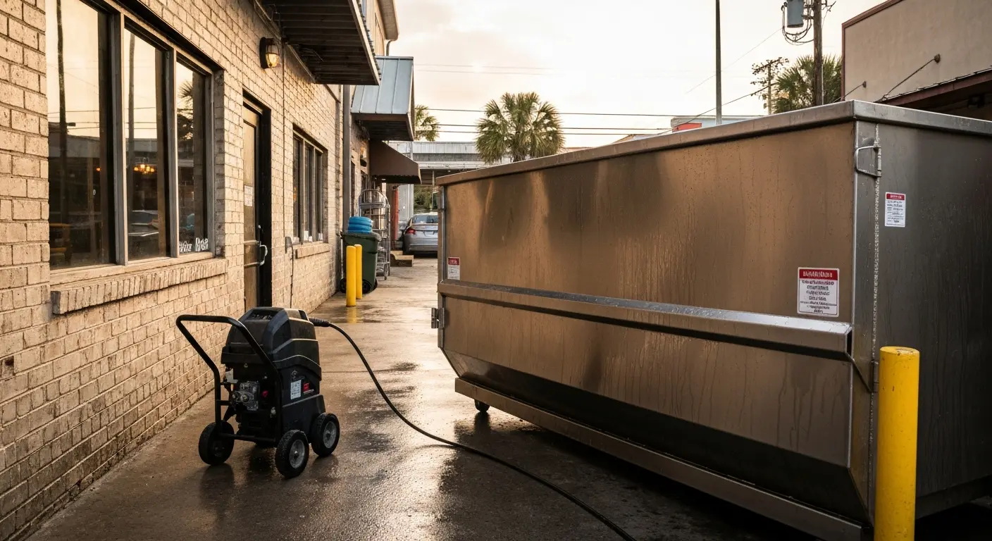 Restaurant trash bin cleaning