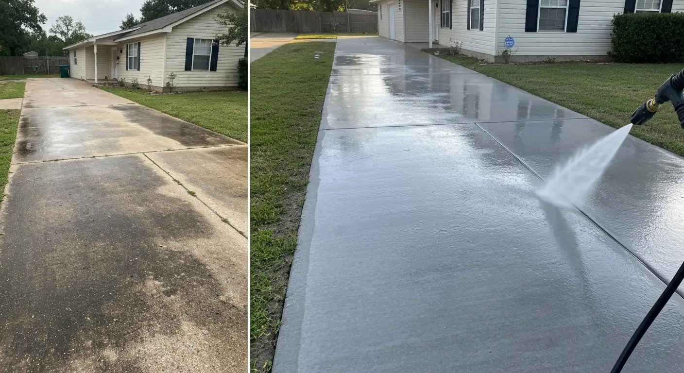 Driveway pressure washing