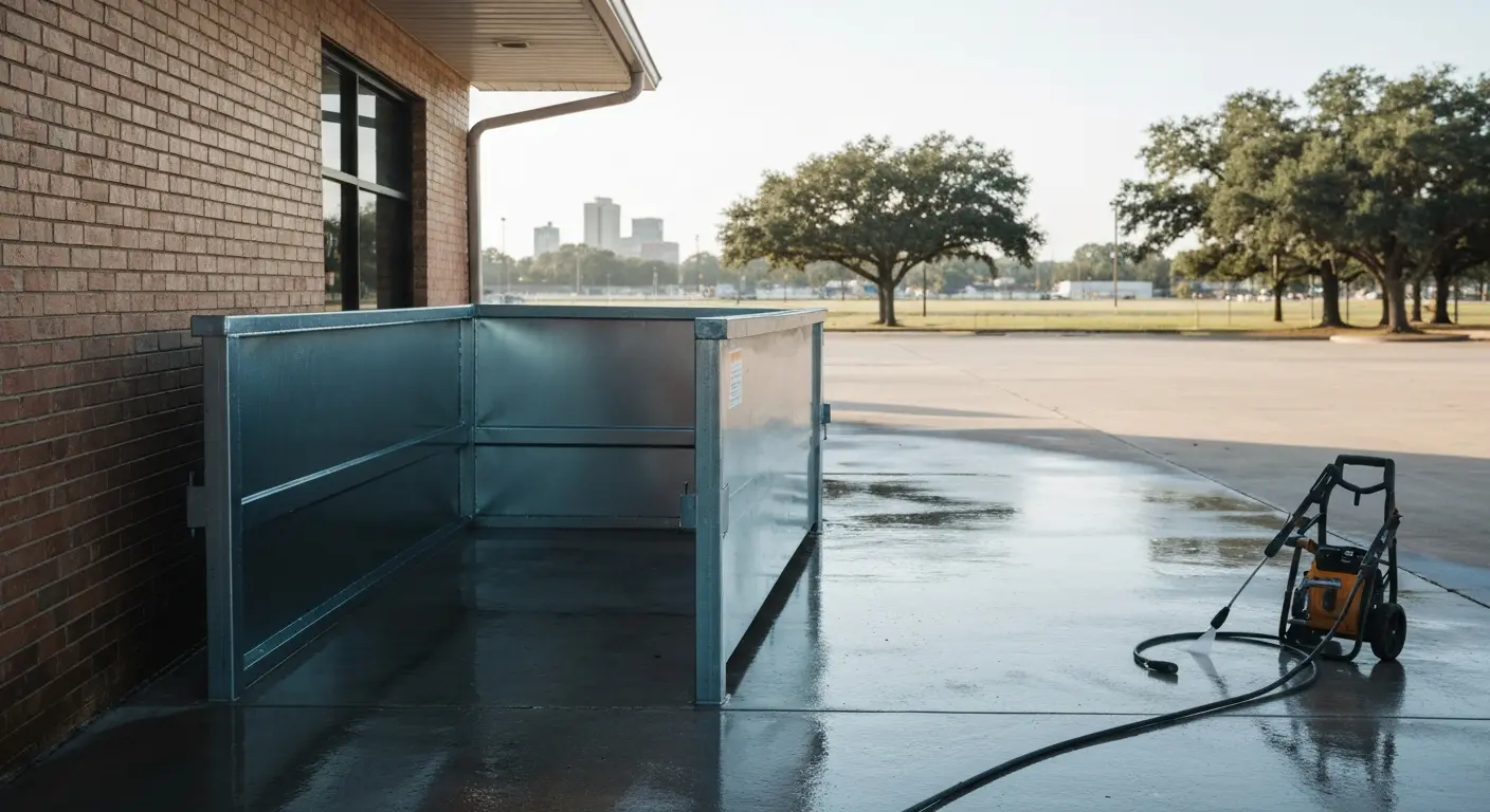 Commercial trash bin cleaning