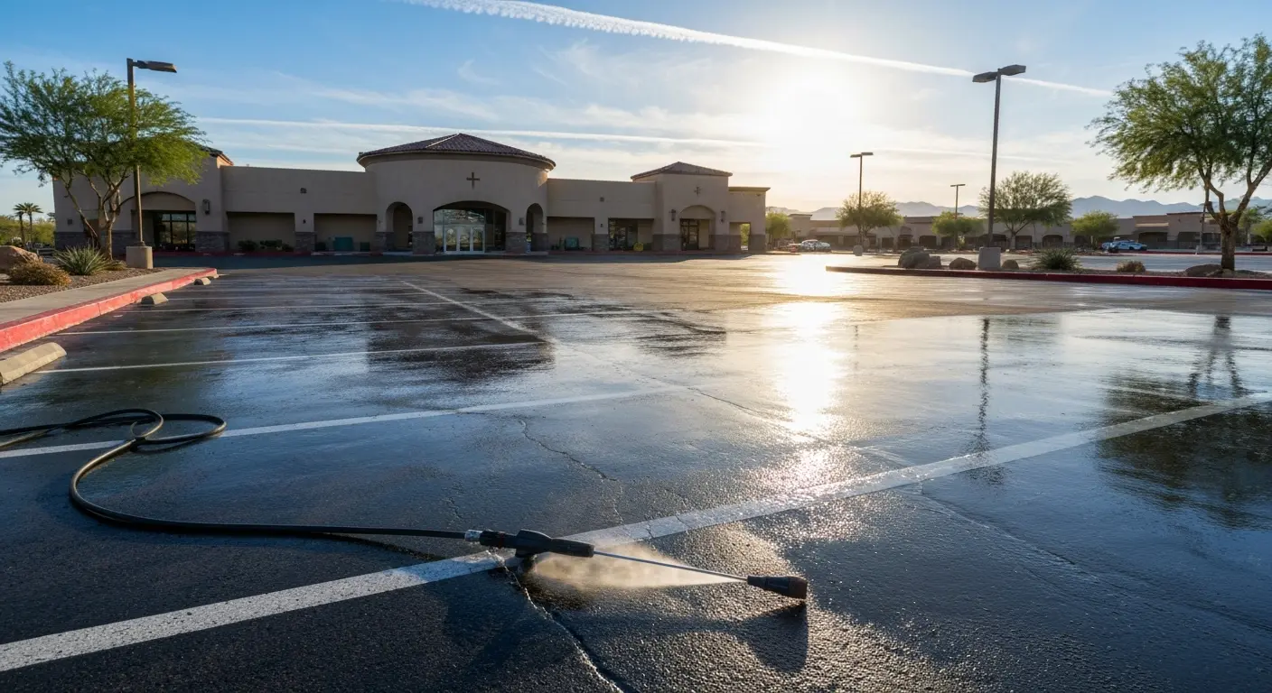 Commercial parking lot cleaning