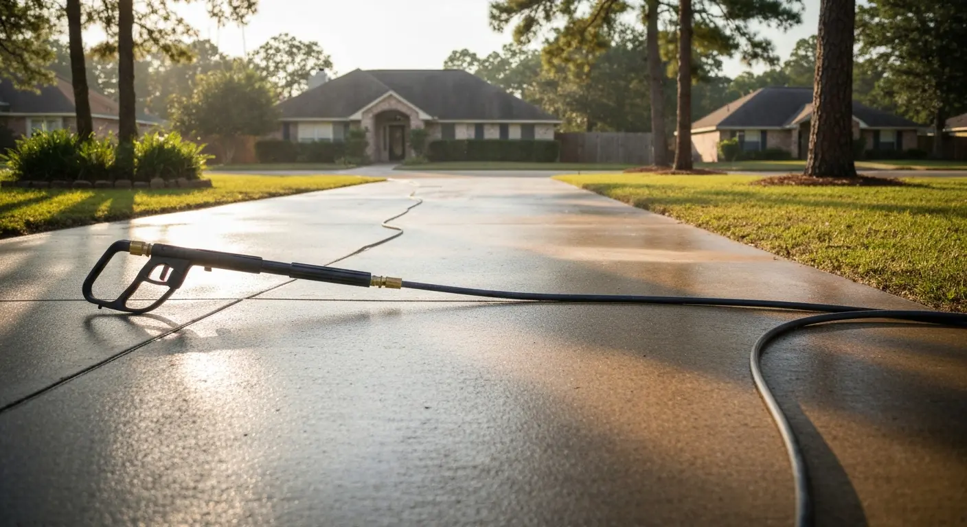 Residential driveway pressure washing
