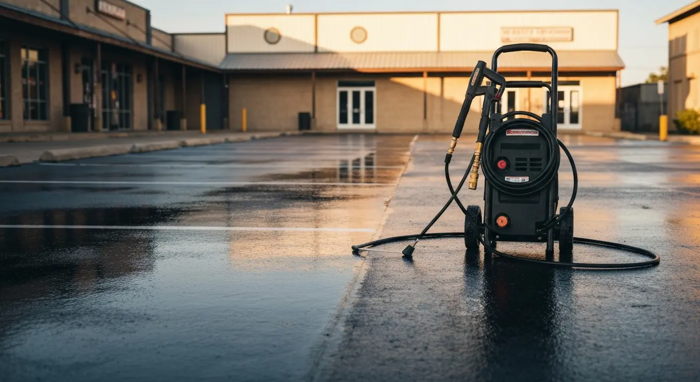 Commercial parking lot pressure washing