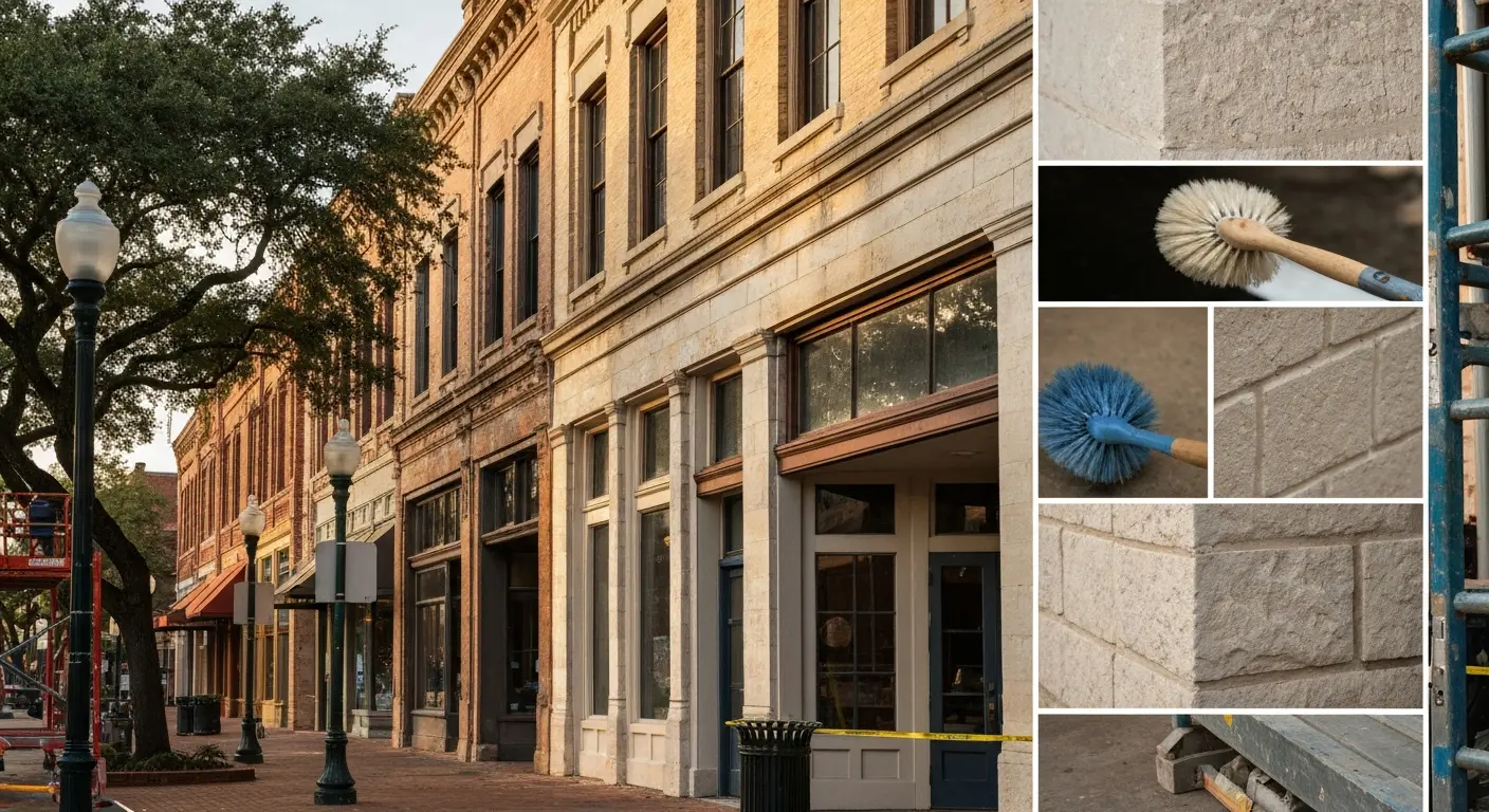 Commercial building exterior washing