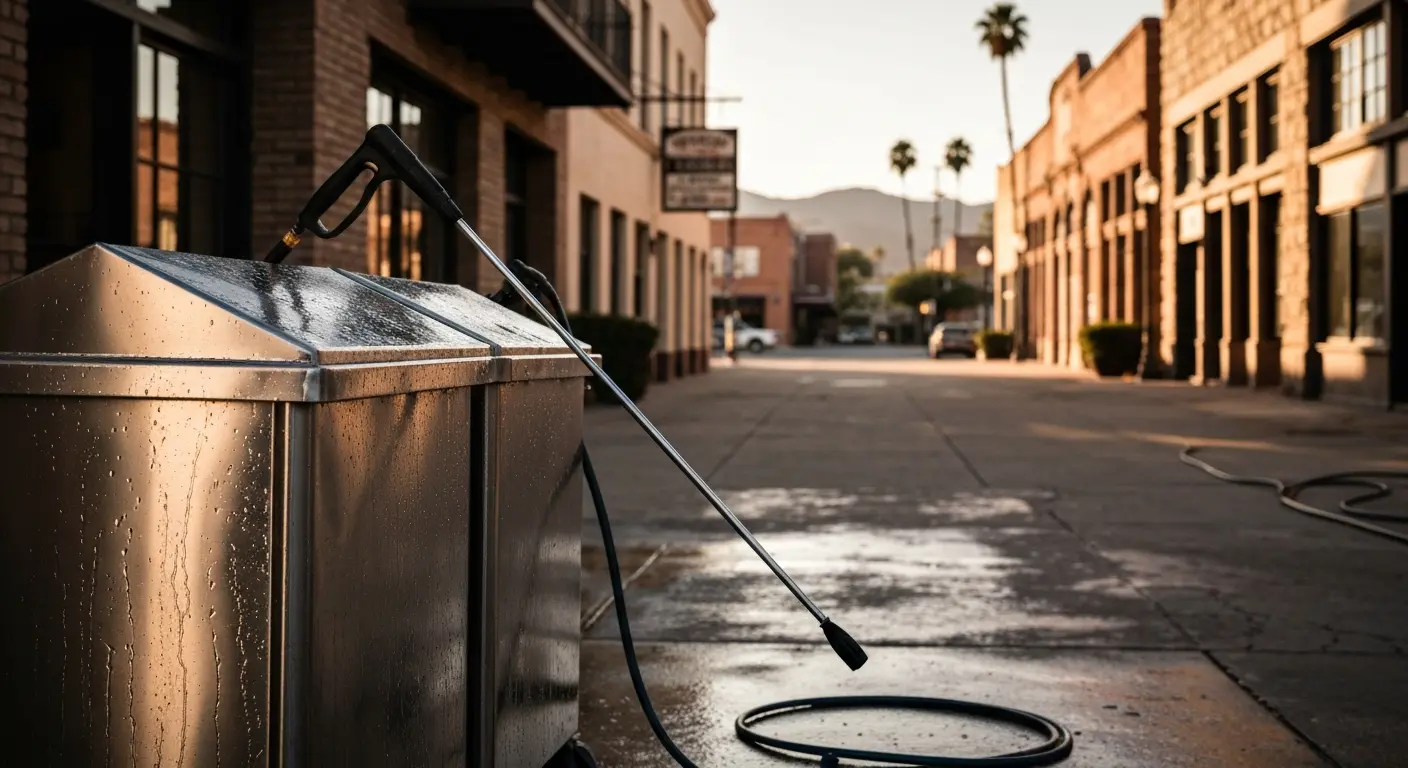 Commercial trash bin cleaning service