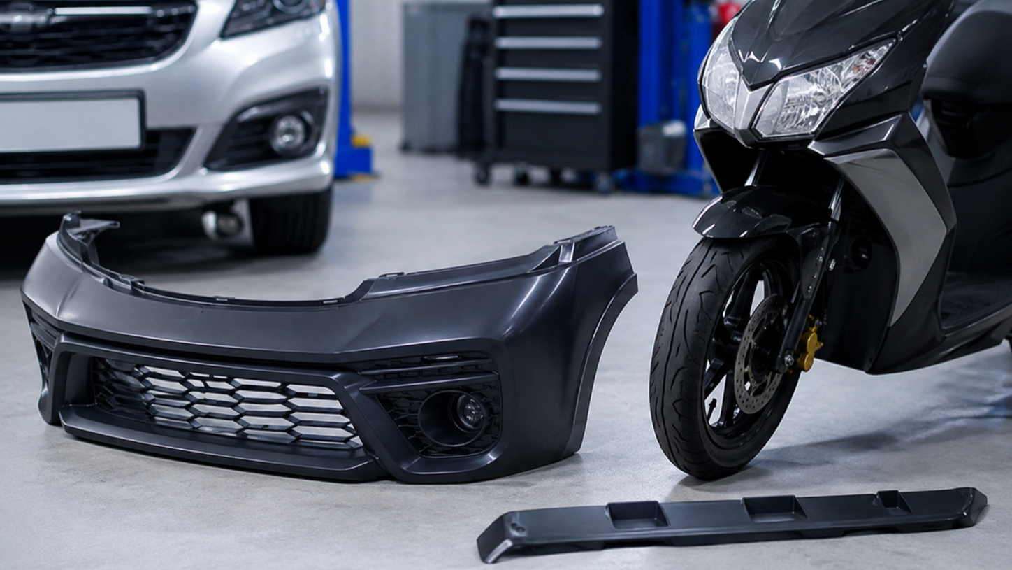 Rigid plastic automobile parts suitable for repair