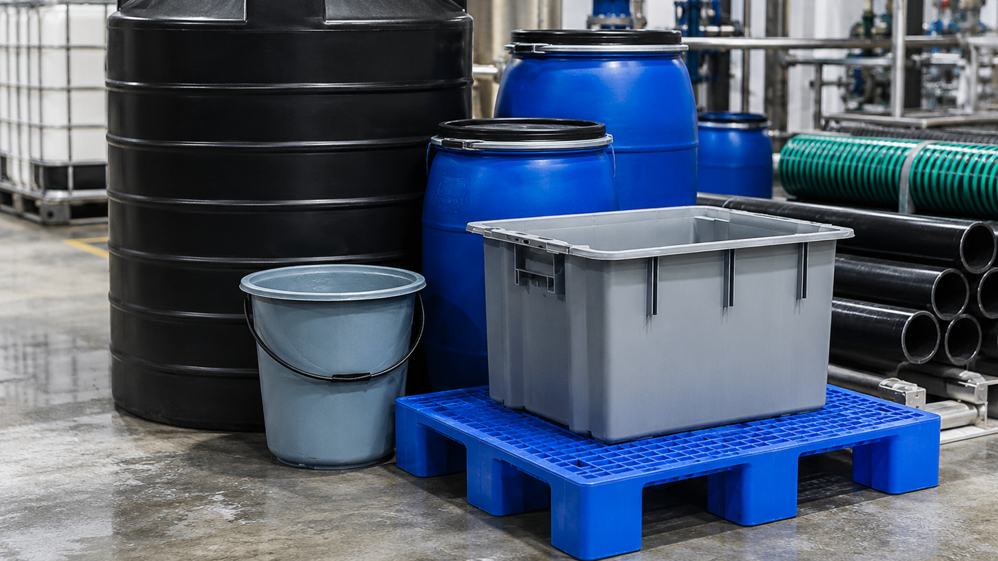 Rigid plastic tanks drums cans and industrial plastic items