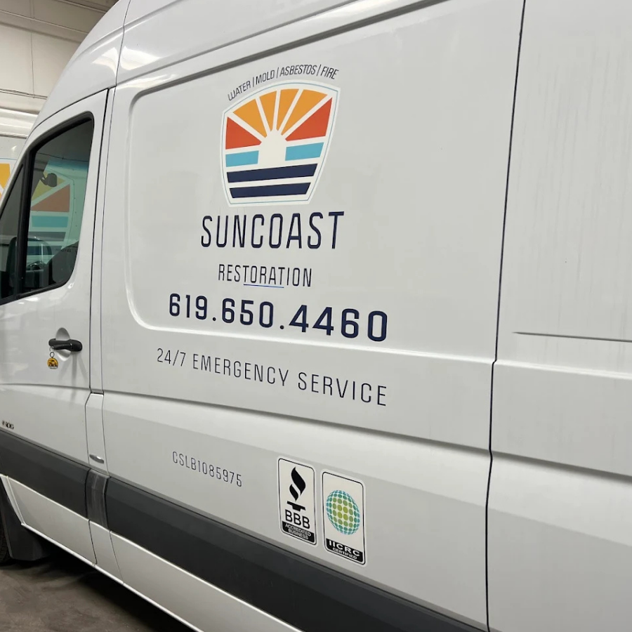 SunCoast Restoration branded truck and trailer