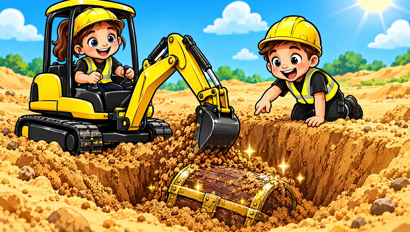 Dani digs up a treasure chest