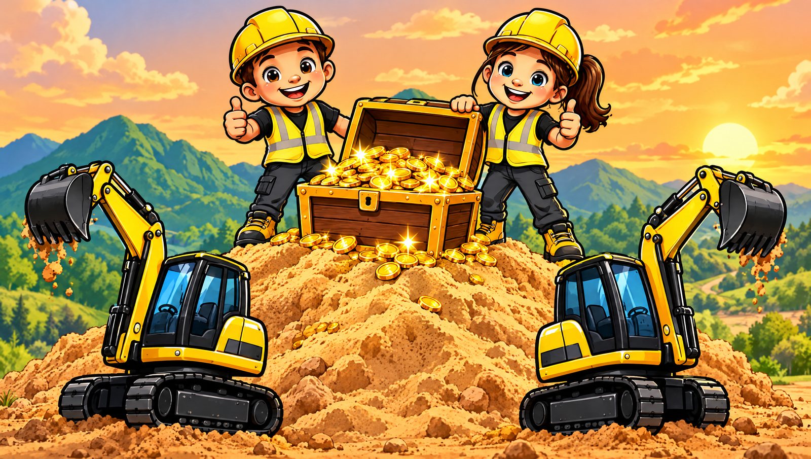 Dex and Dani celebrate on the sand mountain