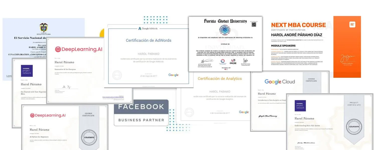 Certificaciones de Marketing Digital - Harol Páramo