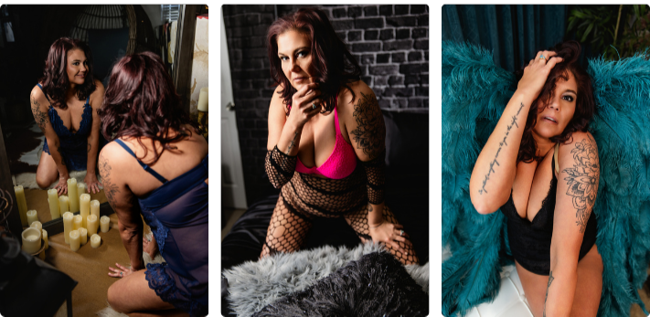 three photos from an Indianapolis boudoir session at Enchanted Moments Artistry