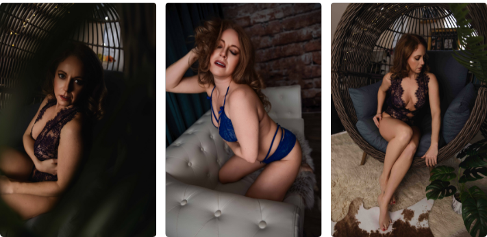 A woman poses in three images for a boudoir shoot at Enchanted Moments Artistry in Indianapolis A woman poses in three images for a boudoir shoot at Enchanted Moments Artistry in Indianapolis