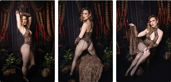 A woman over 40 poses in three images for a boudoir shoot at Enchanted Moments Artistry in Indianapolis A woman over 40 poses in three images for a boudoir shoot at Enchanted Moments Artistry in Indianapolis