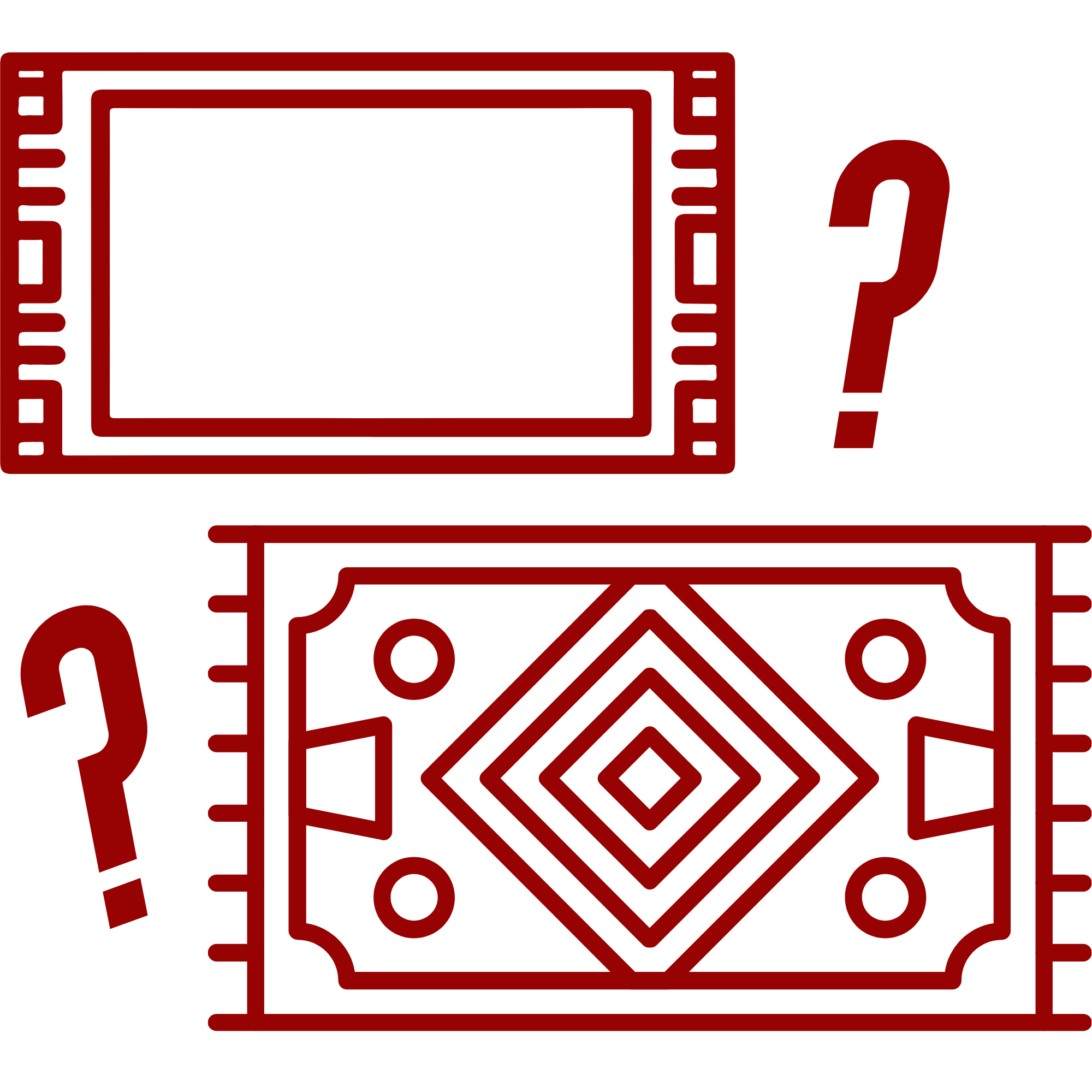 2 different rug icons with question marks 2 different rug icons with question marks