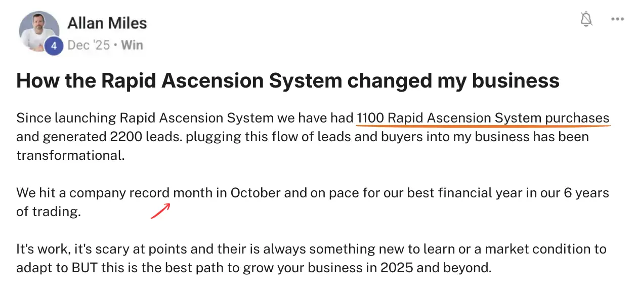 Allan Miles generated 1100 purchases and 2200 leads, hitting a company record month and best financial year in 6 years