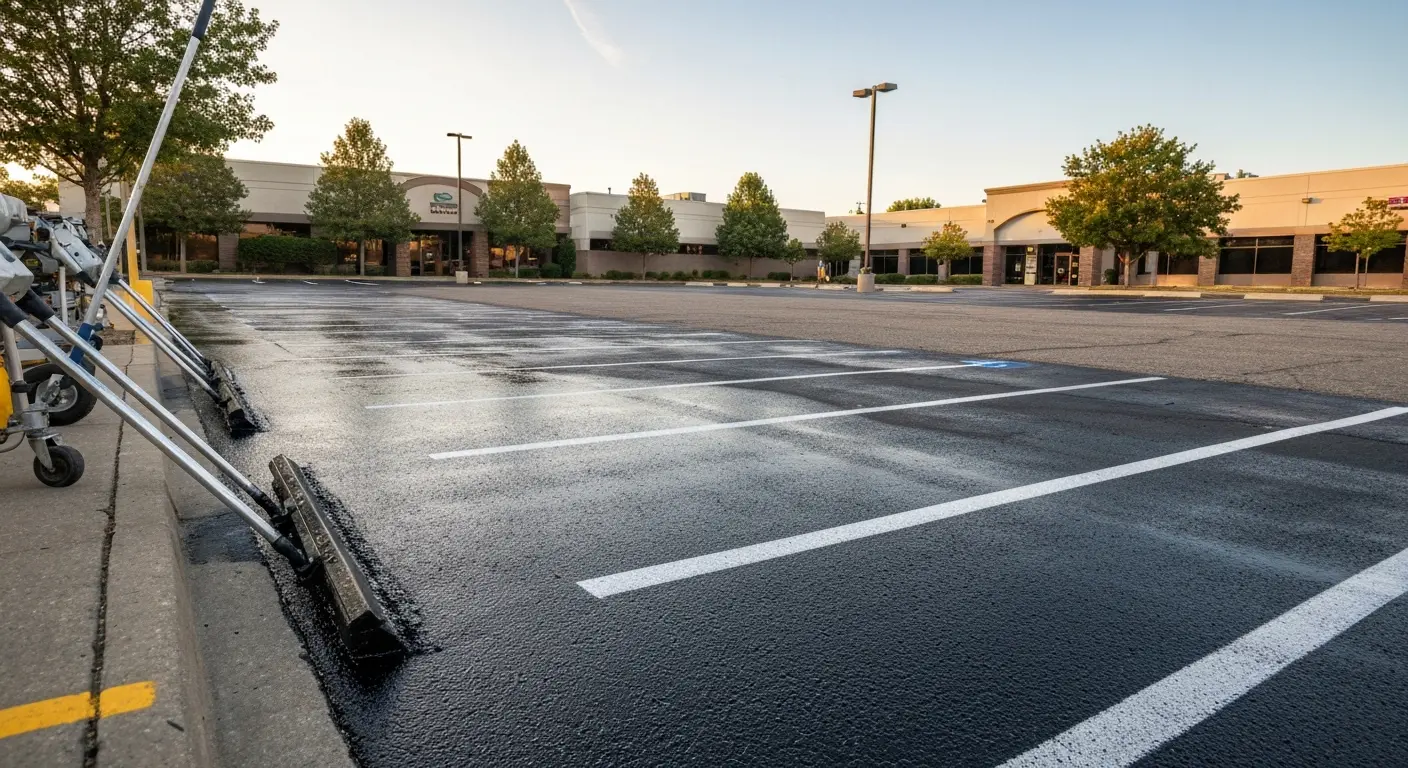 Parking lot sealcoating