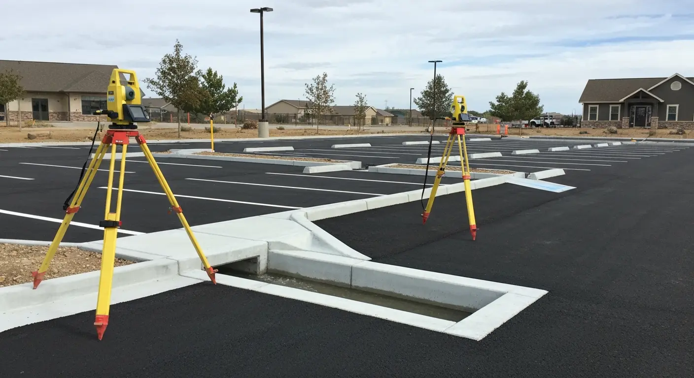 Drainage on asphalt lot
