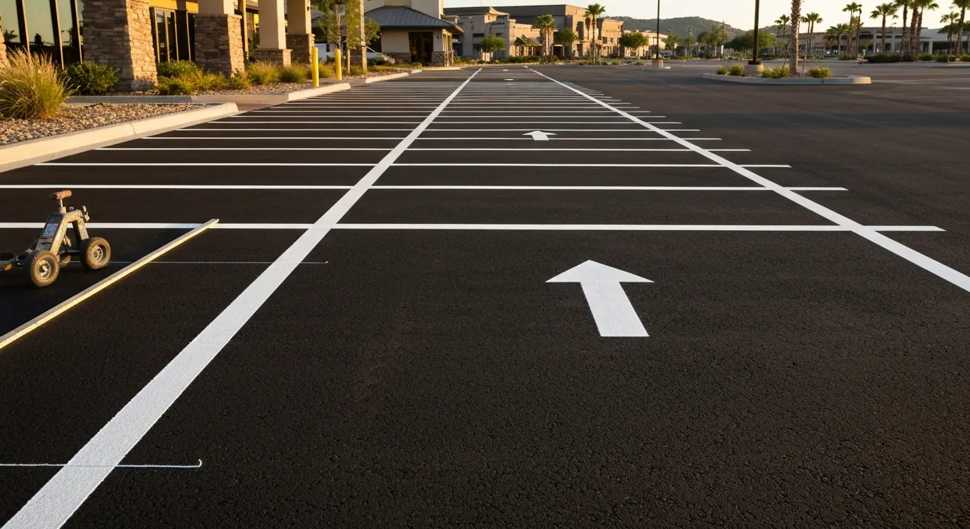 Professional parking lot line striping