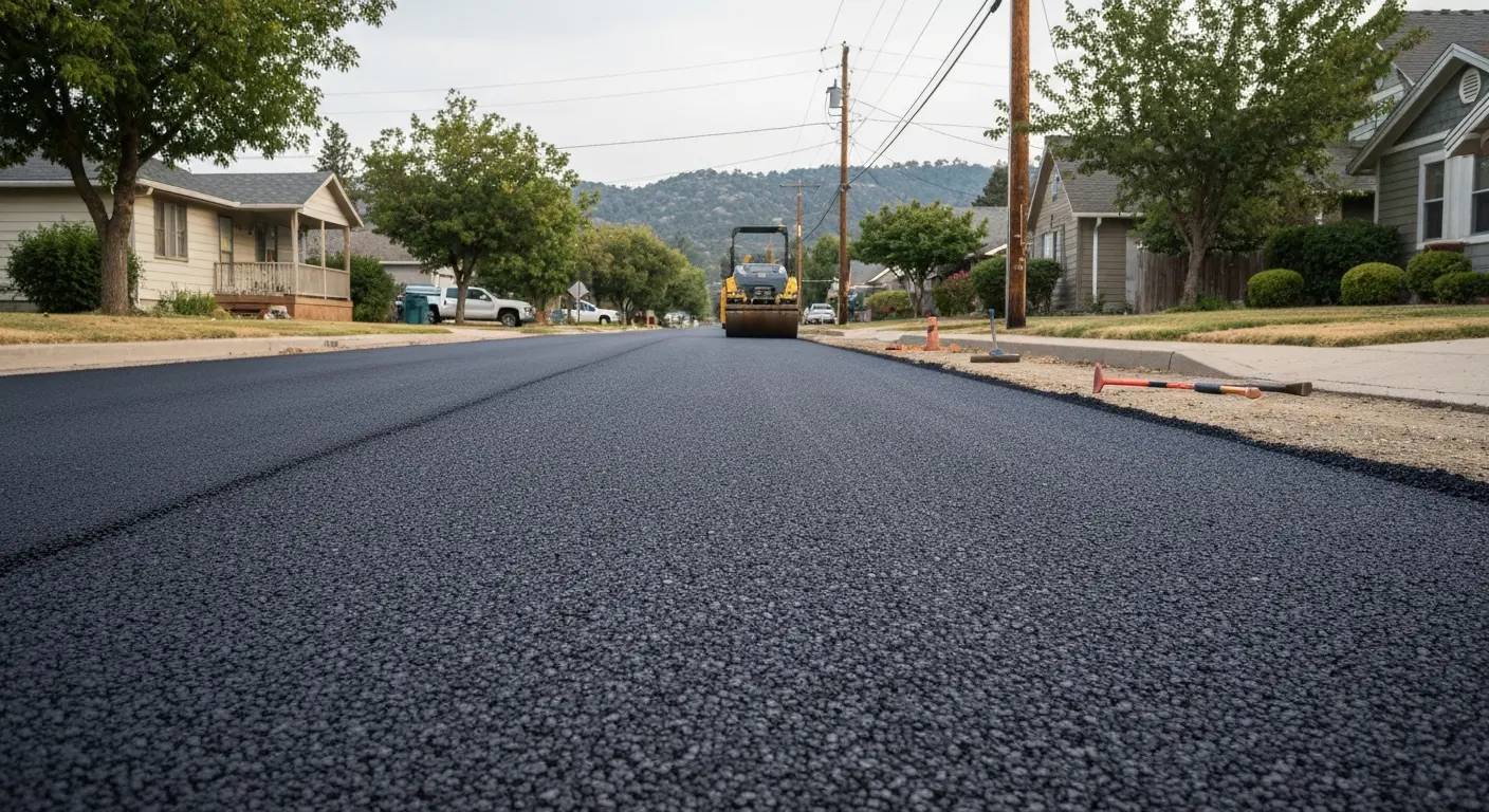 Chip seal application on mountain road