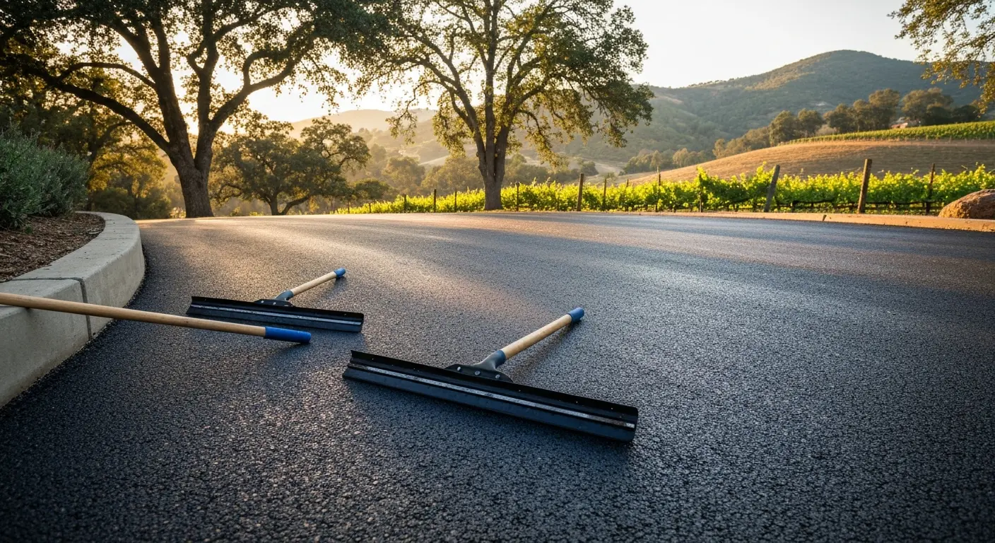 Sealcoating application on asphalt surface